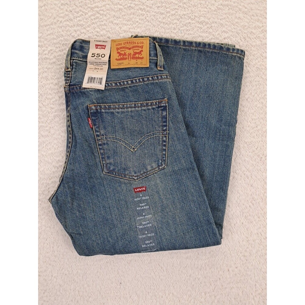 Levis 550 Jeans Boys Size 8 Husky Straight Leg Relaxed Adjustable Waist Blue